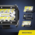 Nilight Led Light Pods 2PC 4Inch 60W Flood Spot Combo Triple Row Driving Lamp Roof Bumper Off Road LED Work Lights Pods for Van Camper Wagon Car Pickup Golf Cart ATV UTV SUV Truck Boat 4x4
