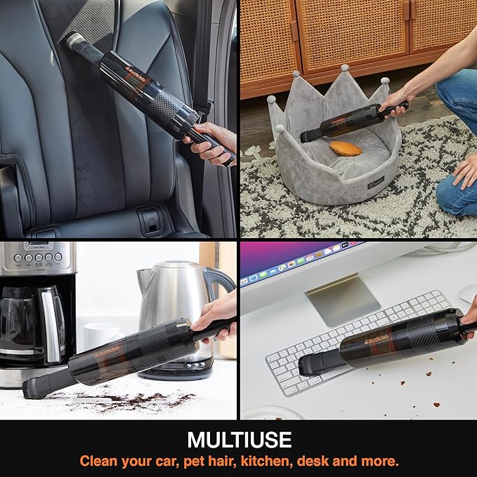 Suds Lab V1 High-Power Cordless Car Vacuum Cleaner (42Kpa) Rechargeable & Long Battery Life (3000mAh) - Portable Handheld Vacuums for Car Detailing, Pet Hair, Travel, Interior Cleaning