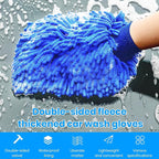 Microfiber Car Wash Mitt Scratch Free Auto Cleaning Glove 1Pc Double-Sided Strong Water Absorption Thickened Wash Gloves Blue