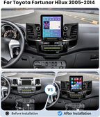 [8 CORE 4G+64G] Car Radio for Toyota Fortuner Hilux 2005-2014 with Wireless Carplay/Android Auto, 9.7 Inch Android 13 IPS Touch Screen Car Stereo, Bluetooth, GPS Navi, WiFi, SWC, DSP + Backup Camera