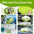 anngrowy 62" Microfiber Car Wash Brush Mop Kit Mitt Sponge with Long Handle Car Cleaning Supplies Kit Duster Washing Car Tools Accessories, 1 Chenille Scratch-Free Replacement Head Aluminum Alloy Pole