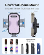 andobil 2026 Upgraded Car Phone Holder Mount, Military-Grade Phone Holders for Your Car Vent Stable Metal Clip Universal 360° Cell Phone Car Mount for iPhone 17 Pro Max 16/15/14/13/12/ Samsung, Purple