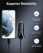 USB-C Car Charger, 3.4A USB Type C Car Charger Adapter & Fast Charge Cable Cords Cargador USBC Lighter for Samsung Galaxy S26 S25 S24 S23 S22 A17, iPhone 17e 17 16e 16 15 Pro Max Android Cigarette 12V