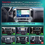 13.1 Inch 8Core 4+64G Car Radio for Chevy Silverado GMC Sierra 2014-2018 5Ghz WiFi 2K Screen Silverado Radio Wireless CarPlay Android Auto BT GPS 48EQ FM/RDS Backup Camera MIC,Silver