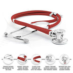 ASA Techmed Nurse Starter Kit - Stethoscope, Blood Pressure Monitor, Tuning Forks, and More - 18 Pieces Total (Red)