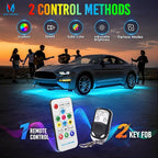 MICTUNING U8 RGBW Underglow LED Light Bars (8-Piece Kit) 888 Ultra-Bright LEDs, Dual Remotes, White+RGB Colors, IP68 Waterproof Aluminum Housing – for Cars, Trucks, SUVs, ATVs