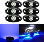 6 Pods LED Rock Lights, Ampper Waterproof LED Neon Underglow Light for Car Truck ATV UTV SUV Offroad Boat Underbody Glow Trail Rig Lamp (Blue)