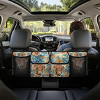Hippie Floral Highland Cow Trunk Organizer Car Women Large Capacity Car Back Seat Organizer Car Organization with Lid