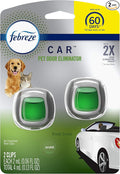 Febreze Car Pet Odor Eliminator, Air Freshener Vent Clip, Up to 30 Days Freshness, Fresh Scent, 2 Count