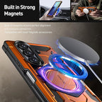 Poetic Spartan for Samsung Galaxy Z Fold 7 Case, [Hinge Protection][Magnetic Ring Adjustable Stand][Built-in Screen Protector][Compatible with MagSafe] Full-Body Rugged Phone Case, Metallic Orange