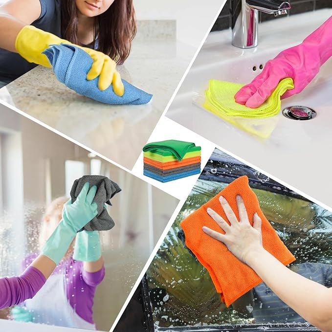 Microfiber Cleaning Cloths 15"x15" – 270GSM Plush Lint-Free Towels for Cars & Auto Detailing, Super Absorbent Car Wash Cloths for Drying, Polishing, Glass & Household(25 Pack)