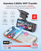 REDTIGER F7NA 4K Dual Dash Cam, STARVIS 2 IMX678, 8MP, 5GHz WiFi (20MB/s Fast Download), 4K Front 1080P Rear, GPS, Voice Control, WDR, HDR Night Vision, 24H Parking Mode, Support 512GB Max(No SD Card)