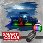 12 Pods RGB+IC LED Rock Lights for Trucks Golf Cart ATV UTV SUV Offroad, Smart Sync Music Chasing Rock Lights with APP/RF Control, Waterproof Dream Color Car Underglow Kit Vehicle Underbody Light