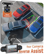 360 Degree View 4 Channel Dash Cam Front and Rear Inside Left Right, Dash Camera for Cars, Built-in Night Vision, 24/7 Recording Parking Mode Monitor