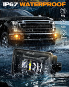 1000% Bright 4 Inch LED Fog Lights with Patented Amber Ambient Lights Compatible with Ford F150 2015-2020,2017-2019 F250 F350 F450 F550 Super Duty Bumper Driving Fog Lights Assembly