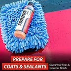 Torque Detail Decon Wash Pack - Decontamination Soap 8oz + Wash Mitt - Surface Strip Wash Car Shampoo - Highly Absorbent Microfiber Chenille Car Wash Mitt Safely Cleans Your Vehicles Entire Surface