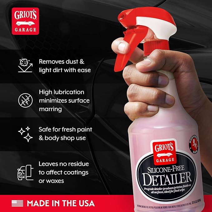 Griot's Garage Silicone-Free Detailer, Car Exterior Cleaner, Lubricated, Body-Shop Safe Auto Detail Spray for All Paint Finishes, 22oz, 10928