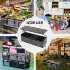 SugarFox Bold Color Block Trunk Organizer | 95L, 35"x13.8"x11.8" | Dedicated Shoe Storage & 26L Ice Pack | Foldable for SUV/Car/Jeep | Car Accessories for Men & Women - Gray-X212
