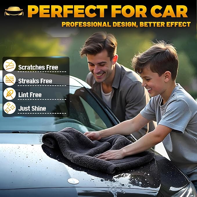 RBUGR Microfiber Towels for Cars, 3 Pack Dual Sided Drying Towels Car Detailing， 1200GSM Car Drying Towel(24″x 36″), Ultra Absorbent Car Cleaning Towel, No Streak or Scratch, Machine Washable