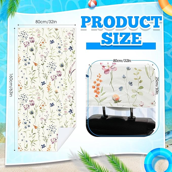 Hahafelt 2 Pack Car Seat Towel Covers with Storage Bag 63 x 32 Inch Athletic Running Towel Seat Sweat Washable Non Slip Cover Gift for Car Outdoor Sport Activities (Wildflowers)