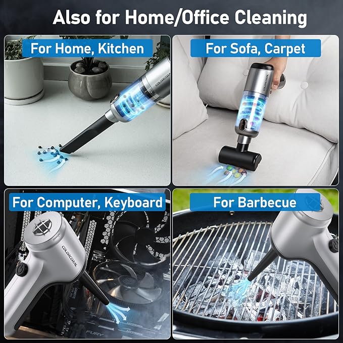 ColorCoral Portable Car Vacuum, Cordless Handheld Vacuum Cleaner with 2Pack Cleaning Gel, Air Duster Computer Vacuum Cordless Rechargeable for Car Interior, Keyboard Cleaner, Home Cleaning