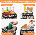 Vankor Cute Car Trash Can, Car Accessories for Women Interior Can Trash Bag Hanging Automotive Garbage Cans Leopard Pattern