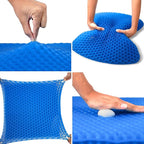 EcoNour Gel Seat Cushion for Long Sitting – Blue | Double-Layer Honeycomb Gel Cushion for Office Chair, Car & Wheelchair | Pain Relief for Tailbone, Sciatica & Back Support