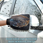 YETTASBIN Leopard 2PCS Car Wash Mitts, Ultra Absorbent Chenille Microfiber Car Washing Gloves, Scratch-Free Lint-Free Auto Cleaning Mitt, Machine Washable Elastic Cuff Car Wash Sponge