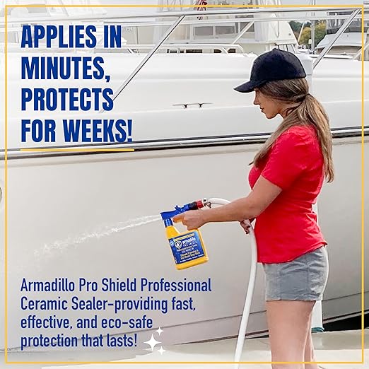 Professional Ceramic Sealer – Ultimate Protection & Just Waxed Deep Shine – Spray-On Hydrophobic Ceramic Coating for Cars, Boats, & RVs – 32 oz Hose-End Sprayer