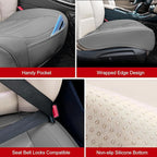 BOPUOVRE Car Seat Cover for Luxury & Comfort - PU Leather, Anti-Slip, Full Wrap Protection with Storage Pocket for Bottom Cushion - Universal Fit for 95% of Vehicles (Gray,1 Piece)