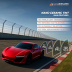 MotoShield Pro 75% VLT Nano Ceramic Window Tint for Car 30” in x 25’ ft 2PLY Roll High Heat Rejection & Glare Reduction Auto Tint Privacy Film, Rejects up to 99% IRR, 99% UV Blocking, Easy DIY Shrink