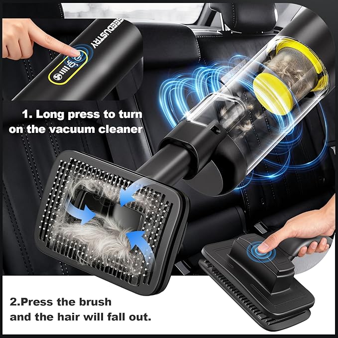 SEEDUSTRY Handheld Car Vacuum Portable Cordless, 6-in-1 Mini Cordless Vacuum Cleaner with Brushless Motor & 18000Pa Powerful Suction, Type-C Charge, 2025 Mini Vacuum V-C08 Pro for Car Home Office Pet