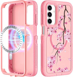 for Samsung Galaxy A15 5G Phone Case - Compatible with MagSafe Women Girls Cute Magnetic Protective Cover Kawaii Flower Girly Pretty Design Heavy Duty Shockproof for Samsung A15 5G Case 6.5"
