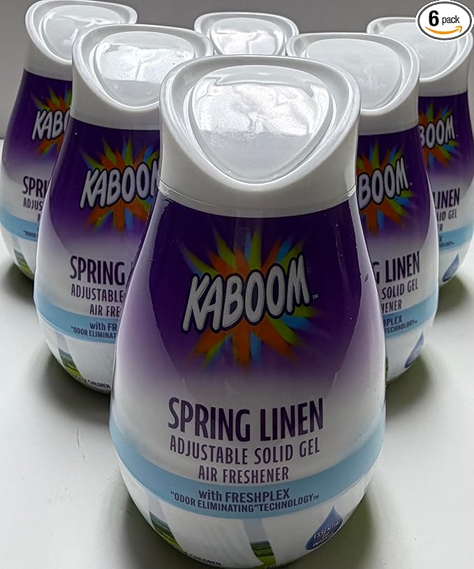Wizard kaboom adjustable solid gel Air Freshener with freshplex "odor eliminating" technology, solid air freshener 8 oz spring linen (Pack of 6)
