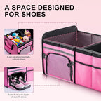 SugarFox Bold Color Block Trunk Organizer | 95L, 35"x13.8"x11.8" | Dedicated Shoe Storage & 26L Ice Pack | Foldable for SUV/Car/Jeep | Stylish Gift & Car Accessories for Men & Women - Pink-X212