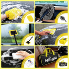 Nilight 52PCS Car Detailing Kit Auto Cleaning Tools Wash Set with Storage Carry Bag Home Use for Interior Exterior Deep Clean Polish Car Care Windshield Dashboard Seat Air Vents Wheels Tires, Yellow