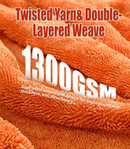 2-Pack Car Drying Towels 24x36 Inch 1300GSM, Twisted Loop Microfiber Cloth for Auto Detailing - Super Absorbent, Lint-Free & Streak-Free for SUV, Truck & Window（Gray-Orange）