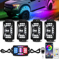 4 Pods 84 LEDs 5 Sides RGB Rock Lights, App/Remote Control Rock Lights for Trucks, Waterproof Multi-Color Bright Underglow Kits, Music Mode, Compatible with 12V Jeep UTV SUV ATV Golf RZR(Patented)