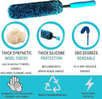 oesee PRO Choice 4 Pack Long Handle Wheel Brush Kit for Cleaning Wheel and Tire- 2X Soft Wheel Cleaning Brush, Detailing Brush and Stiff Tire Brush