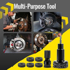 Huazu Wheel Hub Cleaning Tool, Brake Wheel Stud Cleaner, Wheel Hub Cleaning Kit with 6 Replaceable Pads, Holder & Adapter, Fits Power Drill or 1/2” Wrenches, Quick Rust Removal for Car & Truck