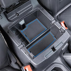 PIMCAR Center Console Organizer for Jeep Wrangler JL/JLU (2018-2026) & Gladiator JT (2020-2026) | Armrest Storage Tray | Interior Accessories (Not for JK/JKU) | Blue Liner Trim