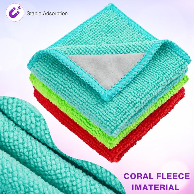 Gersoniel 16 Pcs Magnetic Cleaning Cloth Dry Erase Reusable Magnetic Microfiber Whiteboard Cleaning Cloth Towel for Dry Erase Board Whiteboard Classroom Home Office (Multiple Colors,6 x 6 Inch)