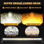 Auxbeam LED Led Light Bar 42 Inch 240W Straight Spot Flood Combo Led Off Road Lights, Amber White Strobe Offroad Fog Light Memory Function Yellow Driving Work Lights for Truck with DT Wiring Hardness
