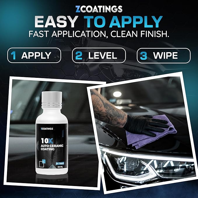 10X Ceramic Coating for Cars | 30ml SiO2 Nano Hydrophobic Formula | Protects Paint, Wheels & Trim | Professional Grade | Up to 5 Year Durability