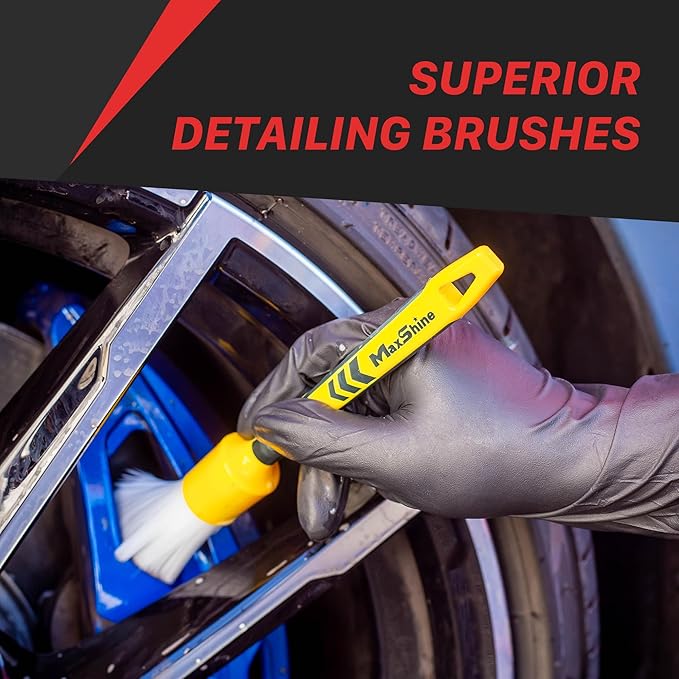 Maxshine Universal White Classic Detailing Brush Combo – Soft, Durable Synthetic Bristles – High-Density Brush for Interior & Exterior Cleaning – Premium Car Detailing Tool