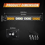 AUXTINGS 22 inch Single Row Dual Color LED Light Bar 120W Off Road Light Bar White Amber Combo LED Work Light Truck UTV 4x4 Cars SUVs ATVs Boats Fog Driving Light with Wiring Harness kit