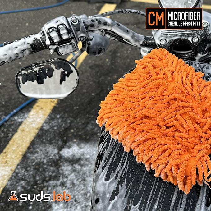 Suds Lab CM Chenille Microfiber Wash MItt - Double Sided Car Wash Mitt - Scratch Free On All Vehicle Surfaces - 8" x 10"