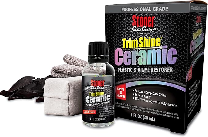 Stoner Car Care 95451 Trim Shine Ceramic Plastic & Vinyl Restorer Kit – Restores Deep Dark Shine with Long Lasting UV Protection, Professional Grade Ceramic Coating, Easy to Apply – 1 fl oz