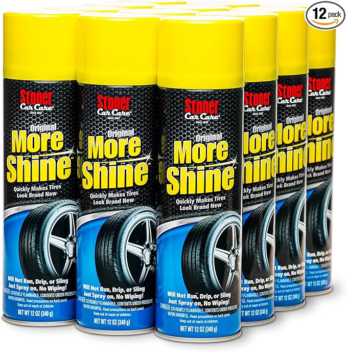 Stoner Car Care 91044-12PK Original More Shine Tire Shine Spray – Tire Dressing Restores Deep Matte Black Finish with Long-Lasting Rain-Resistant Protection, Dry-to-Touch – 12 oz (Pack of 12)
