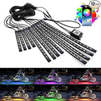 12pcs Motorcycle LED Underglow Kits,16 Million Colors A PP Control RGB Motorcycle LED Lights Sync to Music Waterproof DC12V.